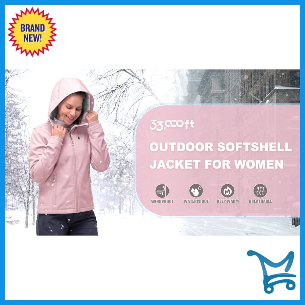 Fleece Lined Softshell Jacket Hooded Windproof In… - image 6